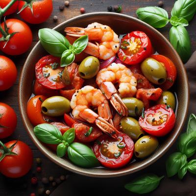 Image of Shrimp with Tomatoes Olives and Basil