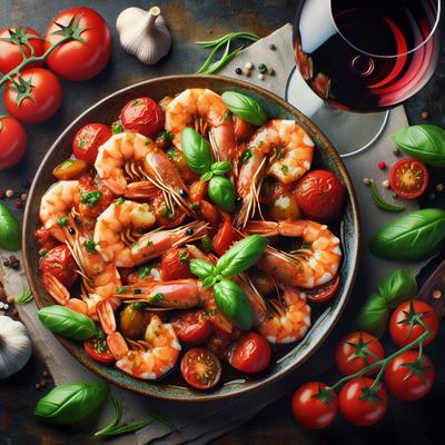 Image of Shrimp with Tomatoes Wine and Basil