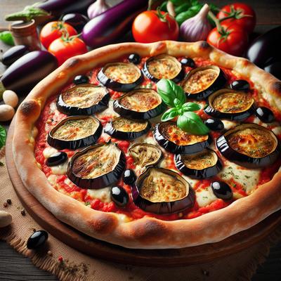 Image of Sicilian Deep Dish Eggplant Aubergine Pizza