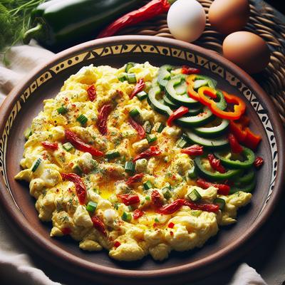 Image of Simple and Easy Tunisian Scrambled Eggs with Veggies
