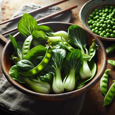 Image of Simple Baby Bok Choy and Snow Peas
