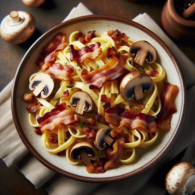 Image of Simple Bacon and Mushroom Pasta