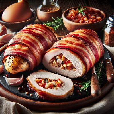 Image of Simple Bacon Wrapped Stuffed Chicken Breasts