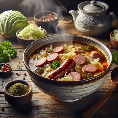 Image of Simple Cabbage Sausage Soup