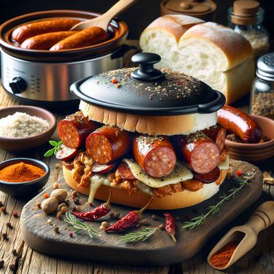 Image of Simple Crock Pot Spicy Sweet Sausage Sandwich
