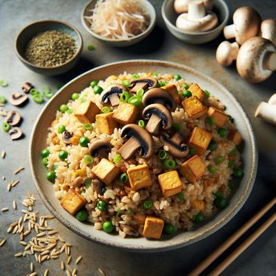Image of Simple Fried Rice with Mushrooms and Tofu