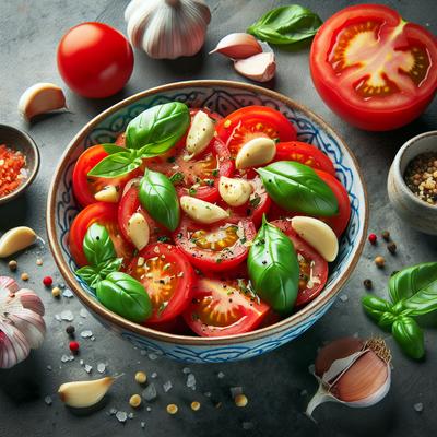 Image of Simple Garlic Basil Tomato Salad