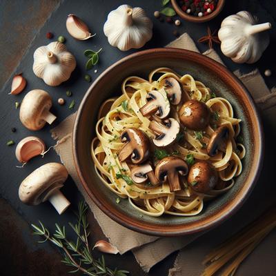 Image of Simple Garlic Mushroom Pasta