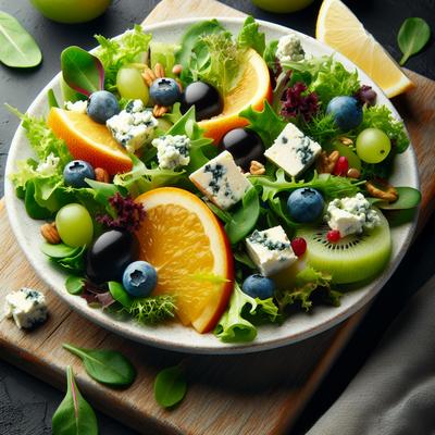 Image of Simple Greens and Fruit Salad with Gorgonzola Cheese