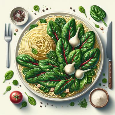 Image of Simple Light Swiss Chard and Spaghetti