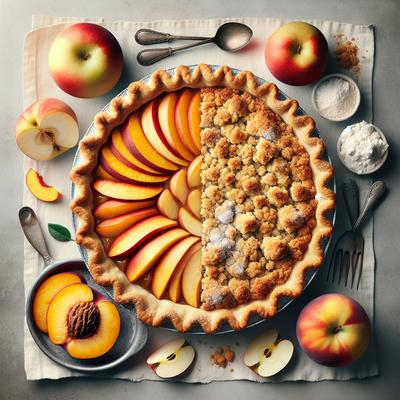 Image of Simple Peach Pie with Apple Accent and Crumble Topping