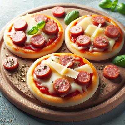 Image of Simple Sausage and Swiss Cheese Mini Pizzas