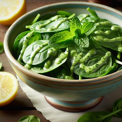 Image of Simple Spinach Salad with Lemon Mint Dressing