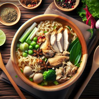 Image of Simple Thai Chicken and Noodle Soup