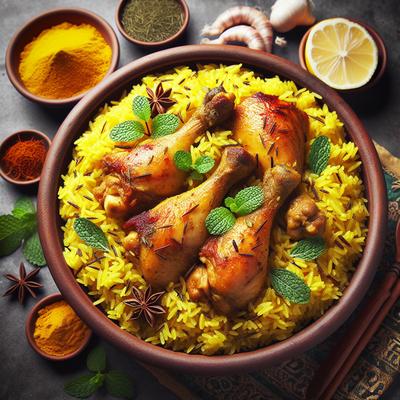 Image of Simple Yellow Rice with Chicken Legs