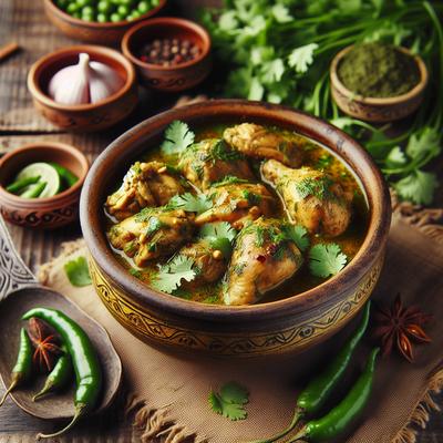 Image of Sindhi Hara Murgh Chicken in Green Curry Homemade Sindhi Style