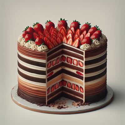 Image of Sinfully Good a Million Layers Chocolate Layer Cake with Strawb