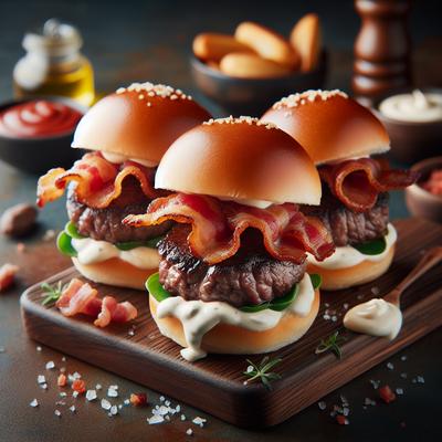 Image of Sirloin Sliders with Crispy Bacon and Creamy Horseradish Mayo