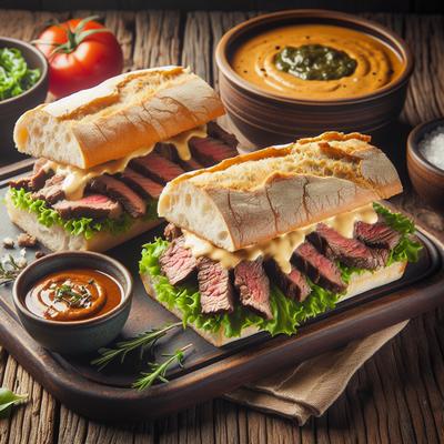 Image of Sirloin Steak Sandwiches with Homemade Dipping Sauce