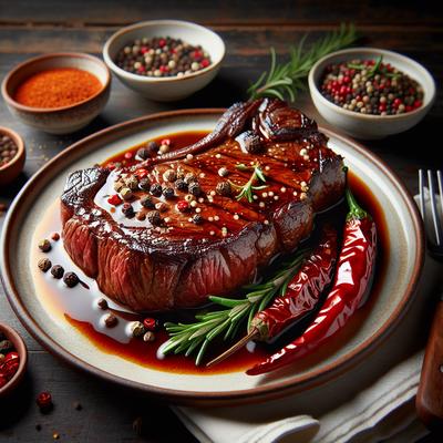 Image of Sirloin Steak with Spicy Pepper Sauce