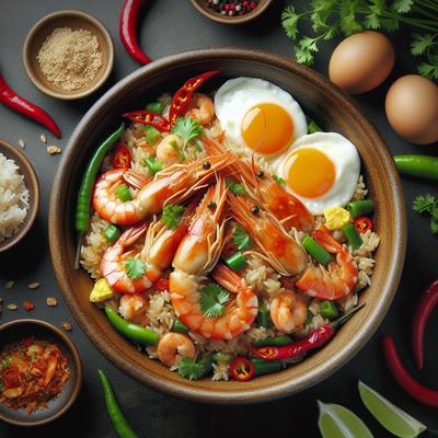 Image of Sizzling Chilli Prawns with Egg Fried Rice