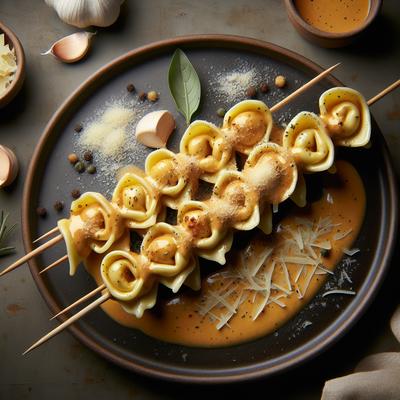 Image of Skewered Cheese Tortellini with Garlic Parmesan Sauce