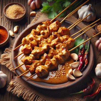 Image of Skewered Chicken with Peanut Sauce