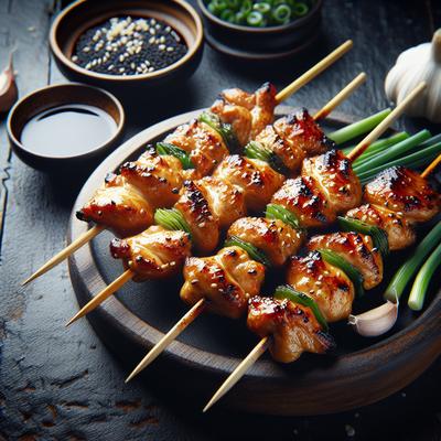 Image of Skewered Korean Chicken and Green Onions