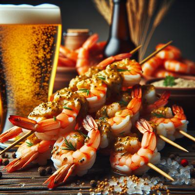 Image of Skewered Mustard Beer Shrimp