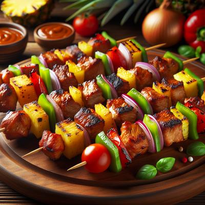 Image of Skewered Pork Fruit and Vegetable
