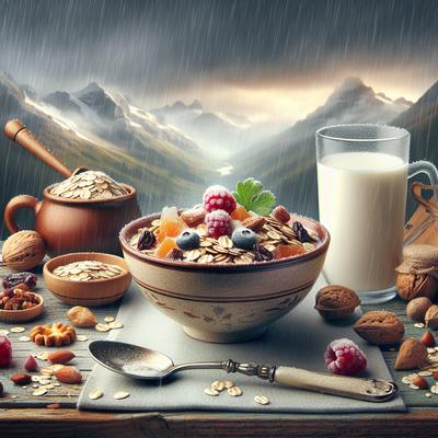 Image of Skiers Swiss Cereal Rainy Day Breakfast