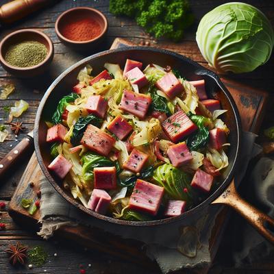 Image of Skillet Cabbage and Ham
