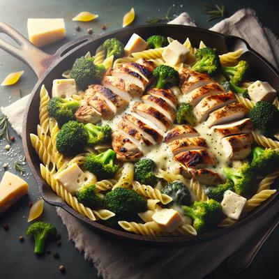 Image of Skillet Chicken Broccoli Ziti and Asiago Cheese