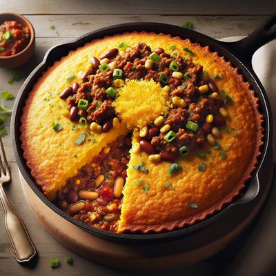 Image of Skillet Chili Pie with Cornbread Topping