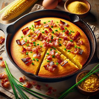 Image of Skillet Cornbread with Bacon and Chives