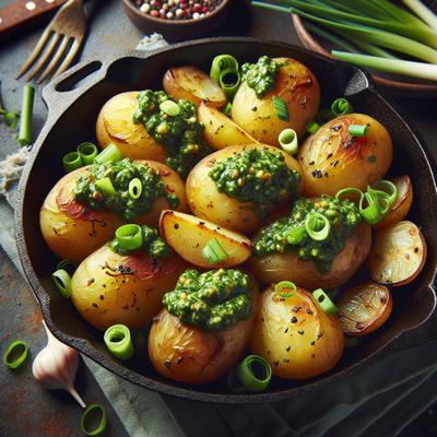 Image of Skillet Crisp Pesto Potatoes W Scallions Sp5