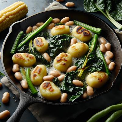 Image of Skillet Gnocchi with Chard and White Beans