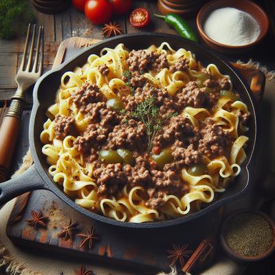 Image of Skillet Hamburger Noodles Romanoff