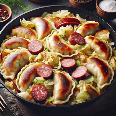 Image of Skillet Pierogies Kielbasa and Cabbage Casserole