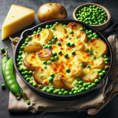 Image of Skillet Potatoes and Peas Au Gratin