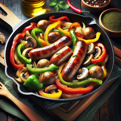 Image of Skillet Sausage Peppers and Mushrooms