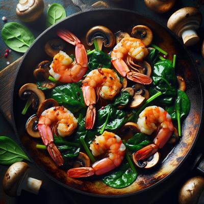 Image of Skillet Shrimp with Spinach and Mushrooms