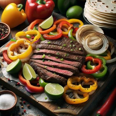 Image of Skirt Steak Fajitas with Lime and Black Pepper