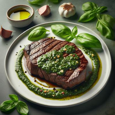 Image of Skirt Steak W Basil Sauce