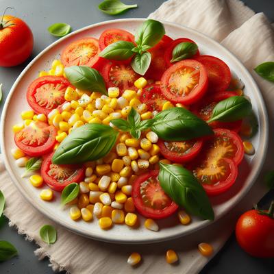 Image of Sliced Tomatoes with Corn and Basil