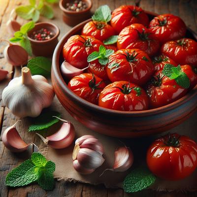 Image of Slow Baked Tomatoes with Garlic and Mint