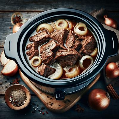 Image of Slow Cooked Beef in Onion Sauce Crock Pot