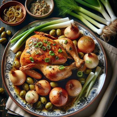 Image of Slow Cooked Chicken with Fennel Olives and Scallions
