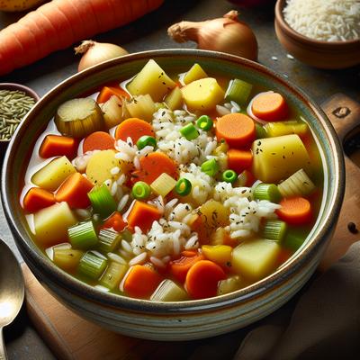 Image of Slow Cooked Harvest Vegetable and Rice Soup