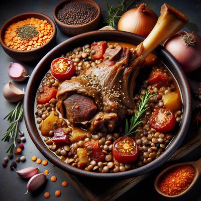Image of Slow Cooked Lamb Shanks with Lentil Ragout